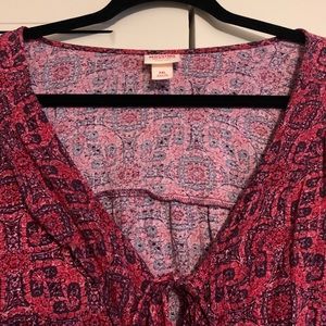 Pink Boho V-Neck Blouse